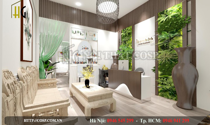 trang trí quầy lễ tân spa
